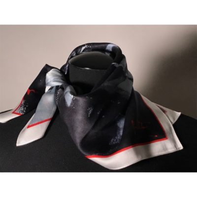 60 x 60Foulard Scarf with Red 3mm border