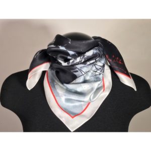 Foulard 60 x 60 scarf with red 3mm border